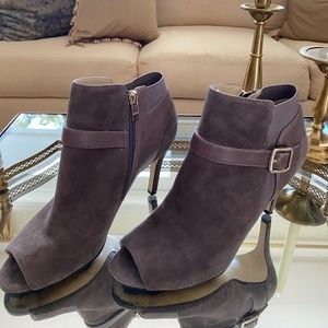 Suede Peep Toe Bootie